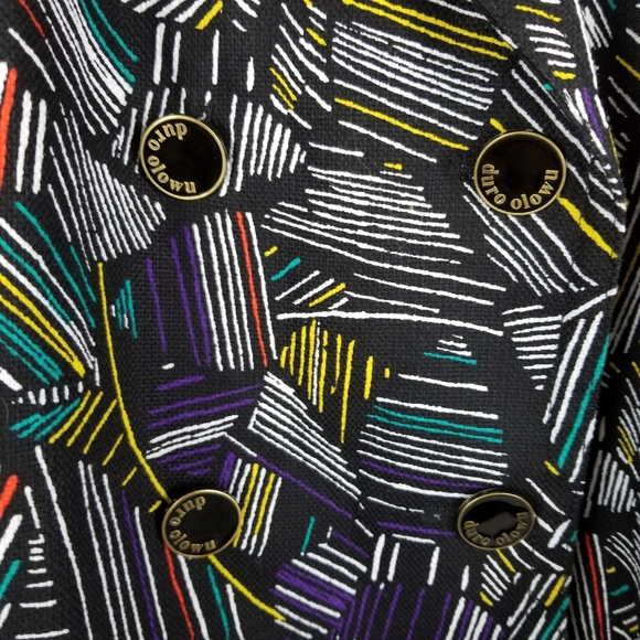 DURO OLOWU | multicoloured abstract print belted trench coat - Picture 2 of 10